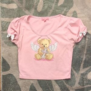 Sugar Thrillz Pink Lace Trim  Crop Top